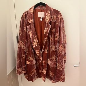 Anthropologie Floral Burnout Velvet Blazer